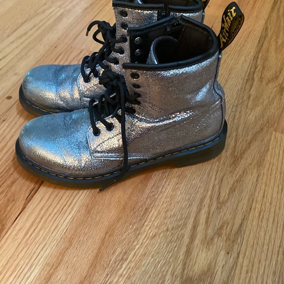 Dr. Martens Blue Metallic 1460 Kids Boots - Picture 2 of 5